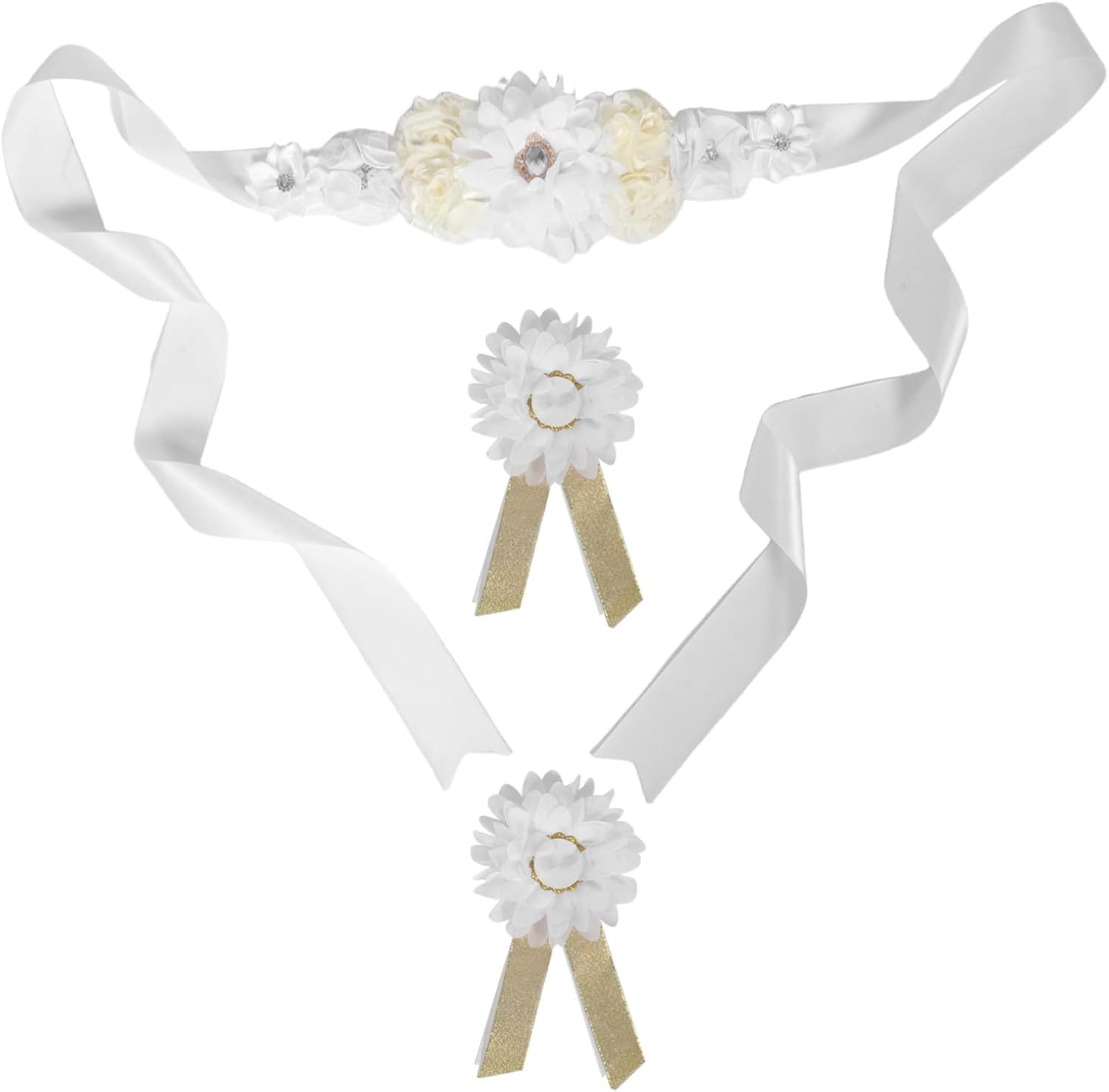 Adjustable Floral Maternity Belt with Stretchable Straps for Pregnant Women Stylish Sash for Shower Bridal Events and Pregnancy Photography Comfortable Support image number 5