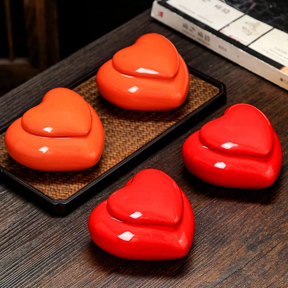 Cabilock Heart-Shaped Tea Jar Sealed Storage Jar for Tea-Leaf Storage Souvenir for Home Kitchen Made of Ceramic Material image number 6
