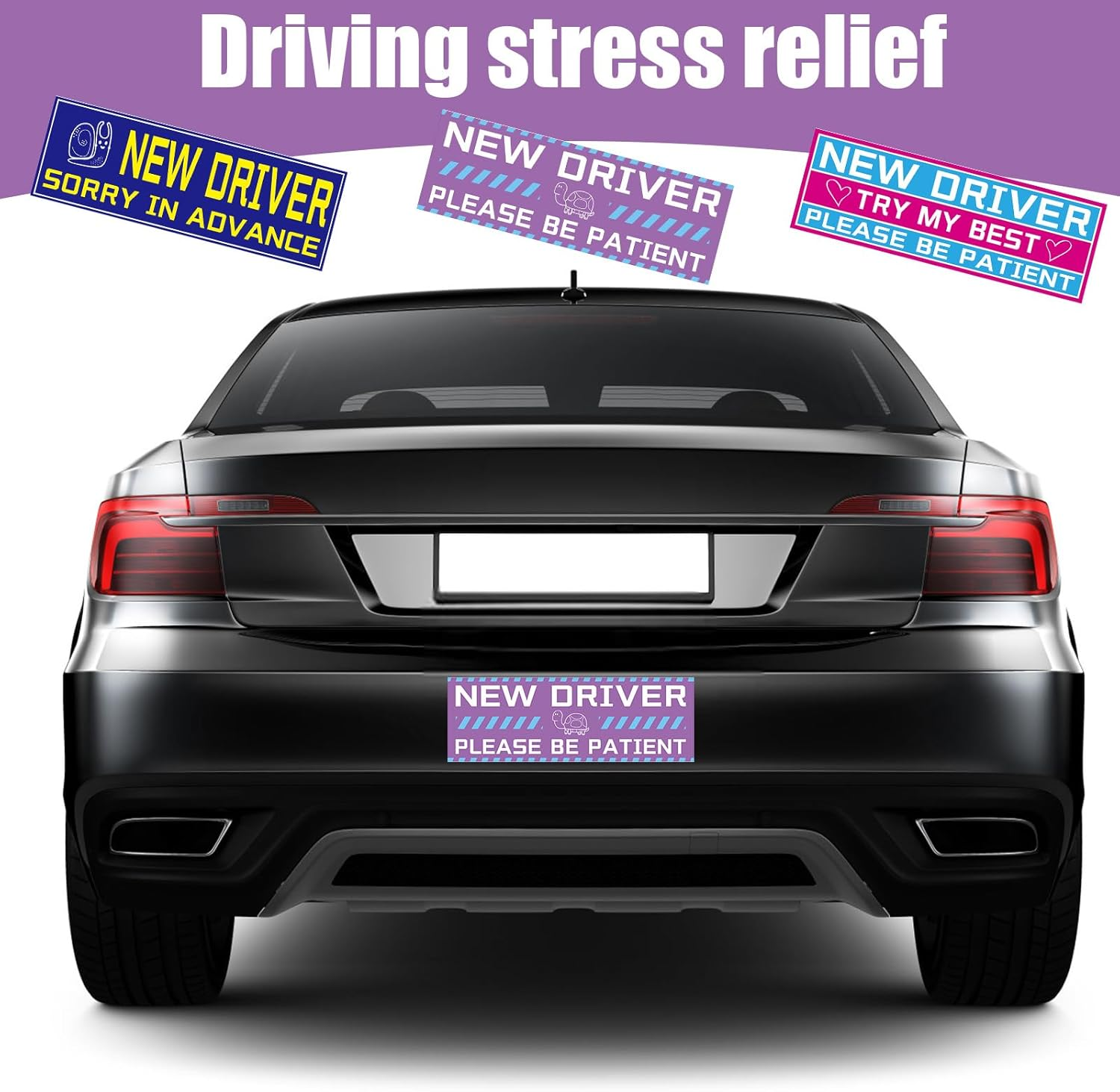3Pcs New Driver Magnet for Car, Reflective Please Be Patient New Driver Signs Funny Student Driver Magnetic Bumper Sticker Removable Novice Driver Vehicle Safety Warning Sign image number 6