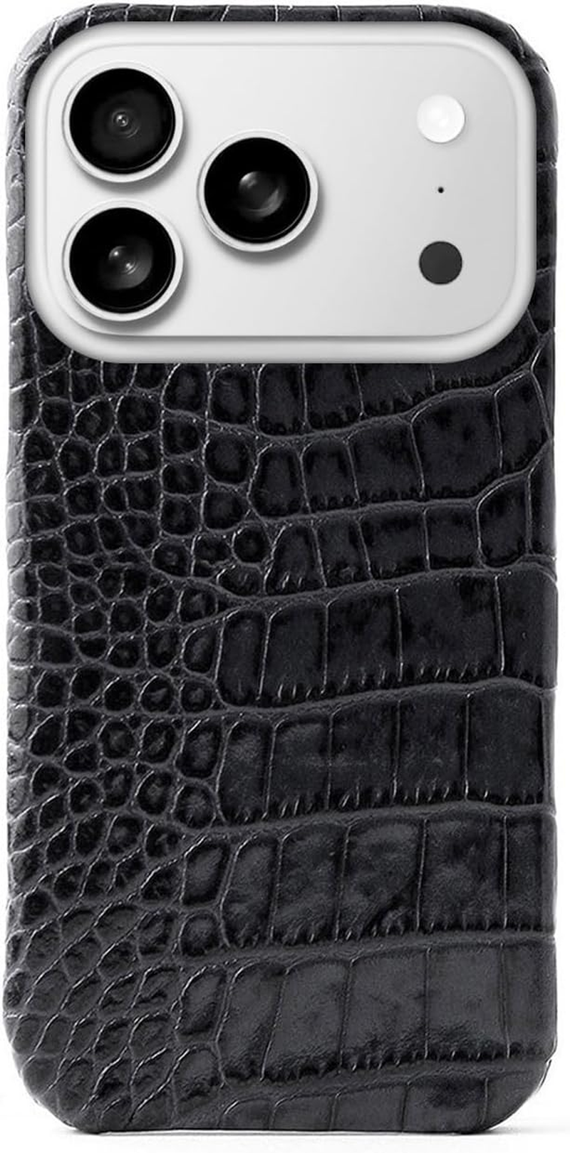 Abbi Signature Iphone 17 Pro Case, Made in Japan, Genuine Italian Leather, Lipari Back Cover, Magsafe Crocodile Embossed Vegetable Tanned Leather, Handmade, Slim Design, Supports Wireless Charging image number 5