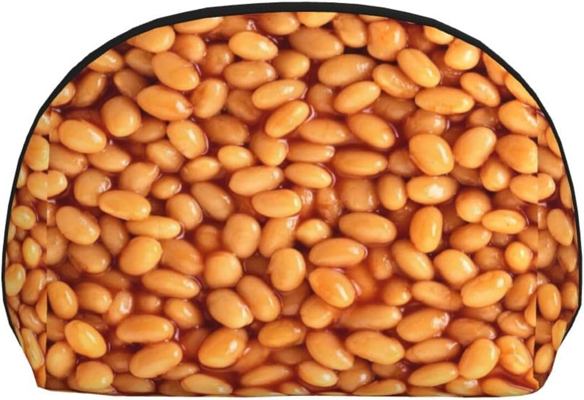 Cozimangoe Coin Pouch Makeup Bags Set, 2 Piece Shell Shape Cosmetic Bag with Pockets for Daily Travel Handbag Lipstick Keys Toiletry, Personalized Baked Beans image number 3