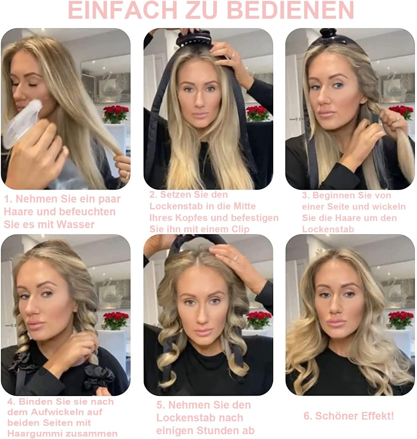 Overnight Curls, Overnight, Headband Curlers, Curls in Sleep, Heatless Curling Iron Headband, Silk Bands Hair, Curls Make Overnight Long Hair Ribbon - Light Pink image number 5