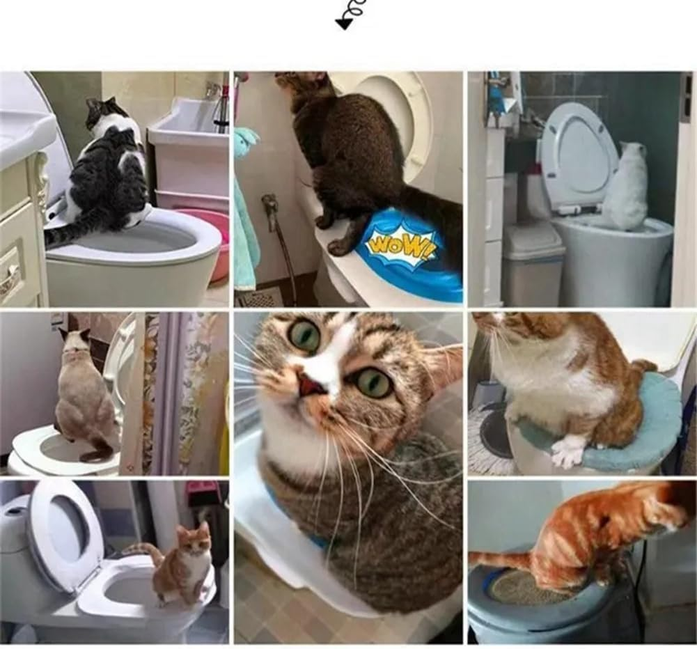 VENEKA Plastic Cats Toilet Training Kit Reusable Puppy Cats Litter Mat Cats Toilet Trainer Toilet Pets Cleaning Cats Training,B Easy to Use image number 2