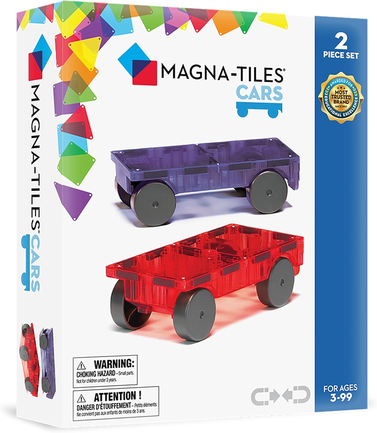 Magna-Tiles Cars Expansion 2-Piece Set, Purple/Red