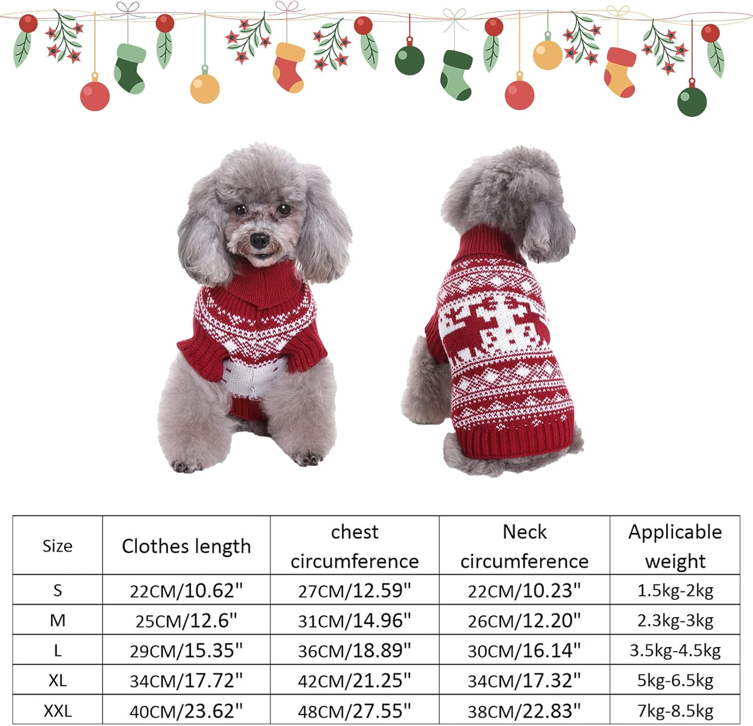 Christmas Dog Jumper Knitted Pet Dog Christmas Sweater Soft Winter Dog Jumper Coat Pet Xmas Sweater Clothes for Small Medium Large Dogs Cats Christmas Costume (Medium, Style-2) image number 4