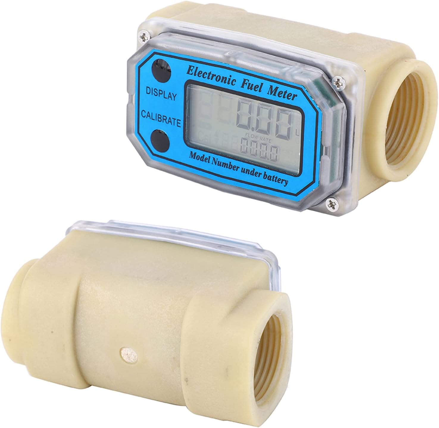 Turbine Flow Meter, 1" BSPT Mini Digital Turbine Flowmeter Diesel Fuel Flow Meter 10‑90L/Min for Diesel, Kerosene, Gasoline image number 2