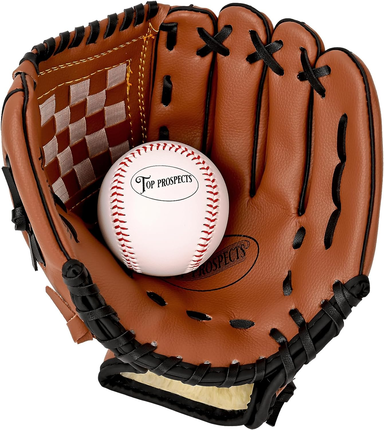 Top Prospects Premium Leather Baseball Glove with Free Baseball &ndash; Ideal for Youth & Softball &ndash; Durable Baseball Mitt for All Positions image number 2