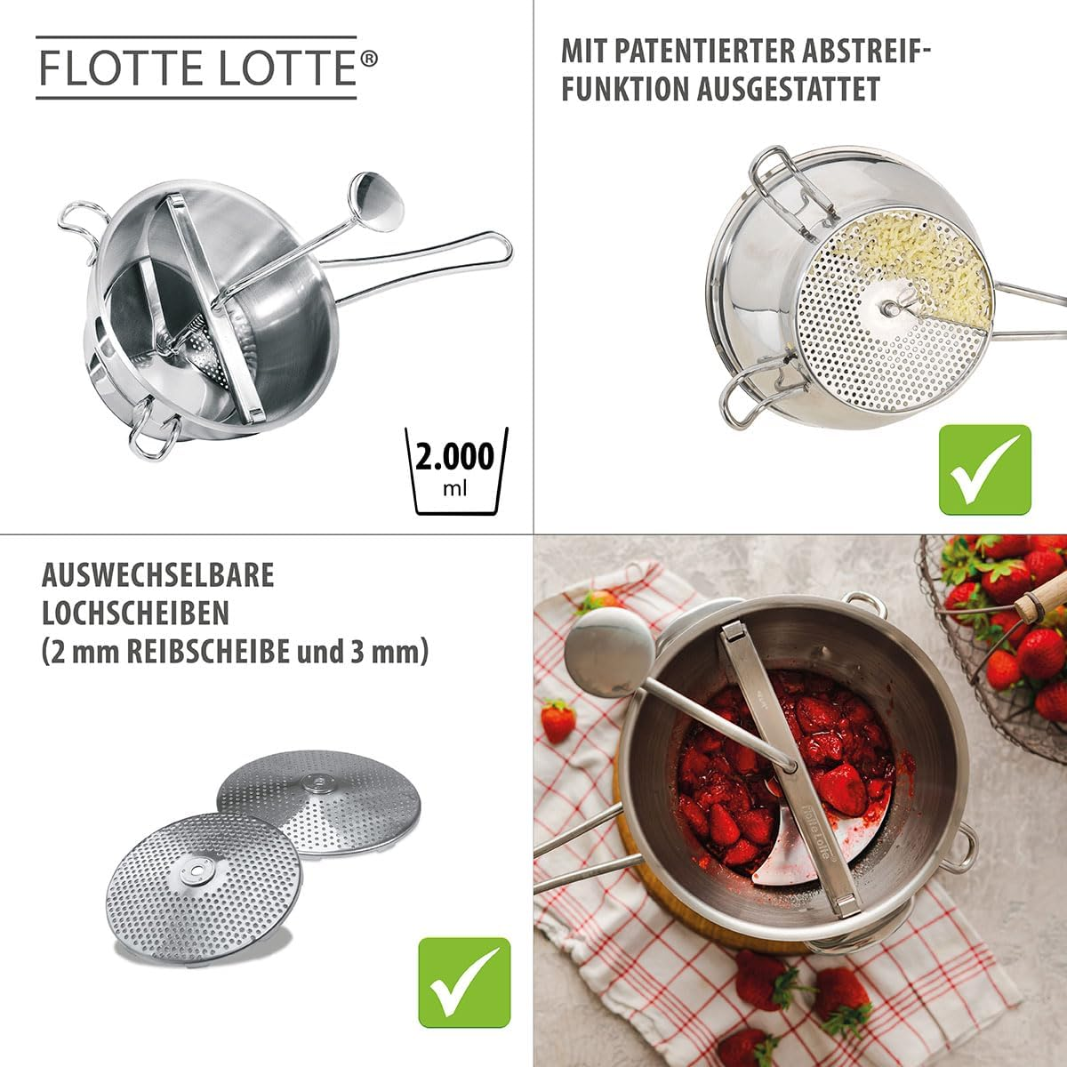 GEFU Flotte Lotte Multifunctional Food Mill, Silver, 24200