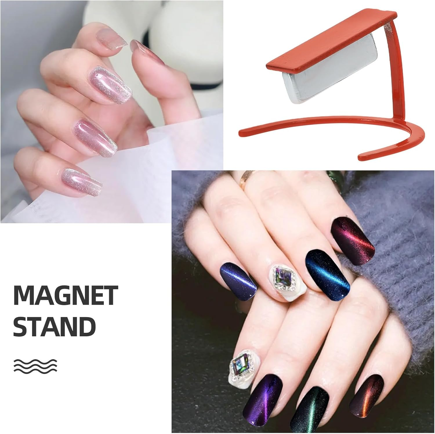 LIFKICH Cat Eye Nail Polish Magnet Tool Stand Red 3D Magnetic Cat Eye Gel Nail Magnet Holder for Manicure image number 3