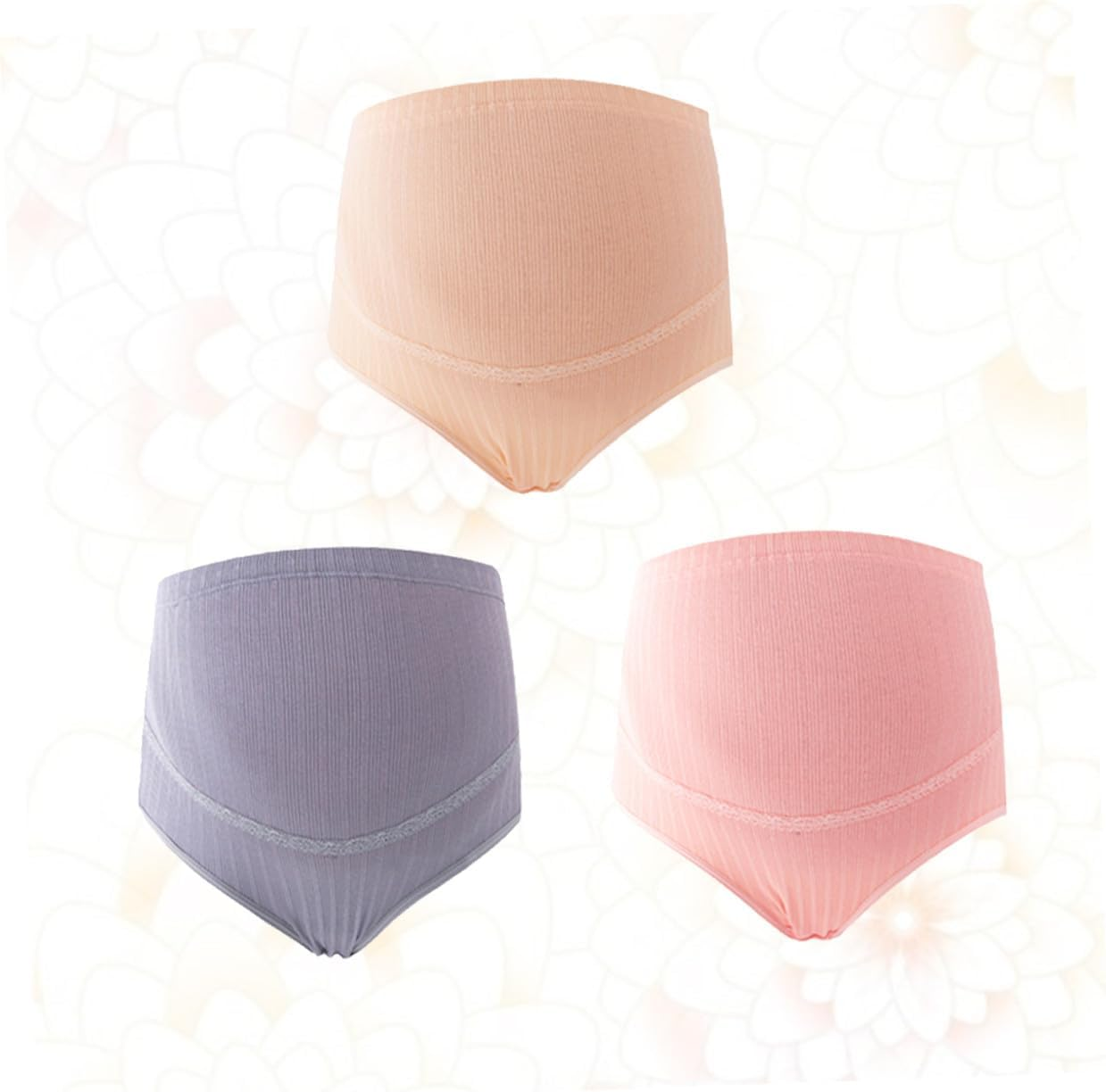3Pcs Cotton High Waist Maternity Panties with Adjustable Stomach Lift Soft Breathable Nursing Underwear for Pregnant Women Random Color Random Color image number 4