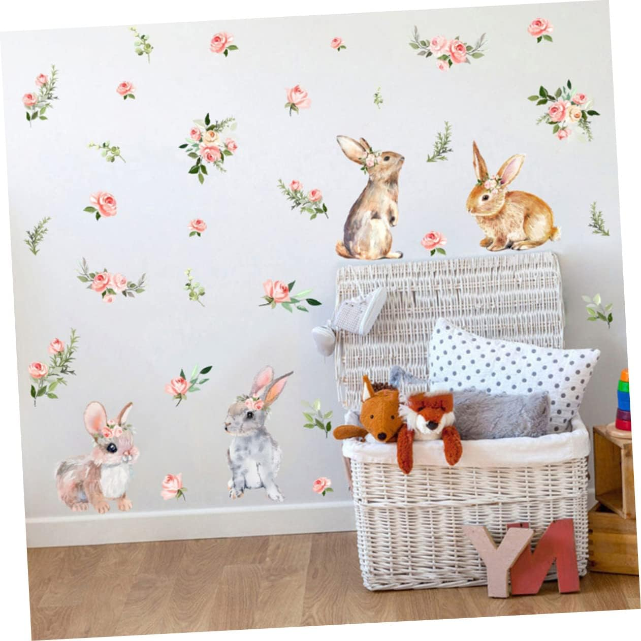Easter Decor Wall Stickers 3Pcs Rabbit Sticker Decals Chic PVC Animal Stickers for Easter image number 1