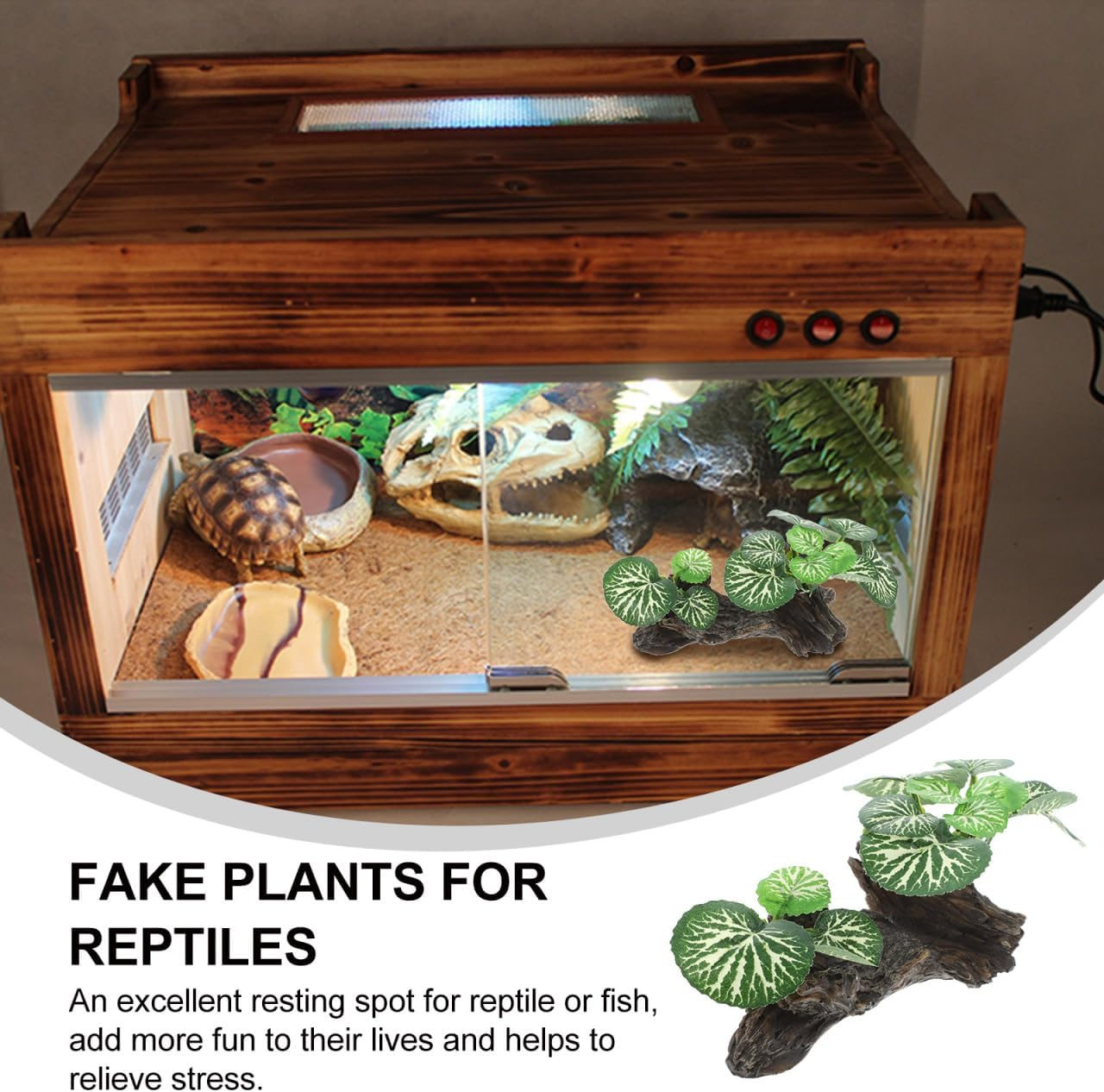 ULTECHNOVO Reptile Tank Plant Decoration Lifelike Fake Plant Ornament for Terrarium Habitat Aquarium Landscaping Suitable for Bearded Dragon Gecko Lizard Resting Spot image number 6