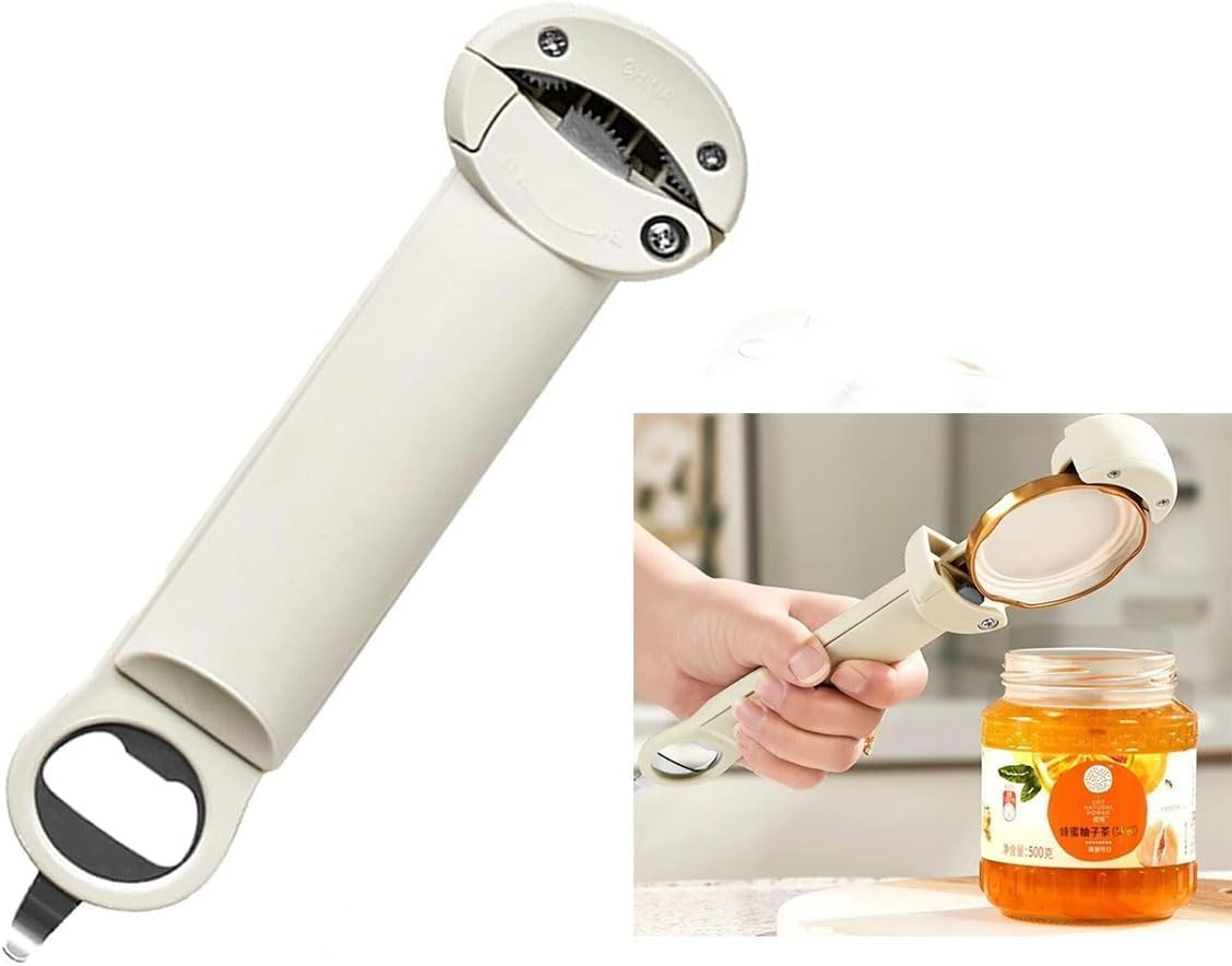 Multifunctional Retractable Bottle Opener,Jar Opener Bottle Opener, Adjustable Multifunctional Can Opener Jar Lid Gripper, for Weak Hands, Senior Arthritis (White) image number 4