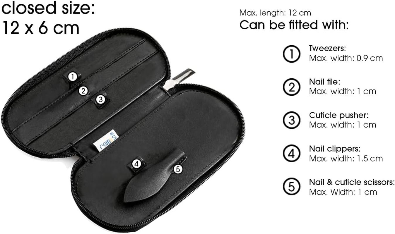 Tellus Nail Set Empty Leather Black for Nail Scissors, Files, Tweezers Etc