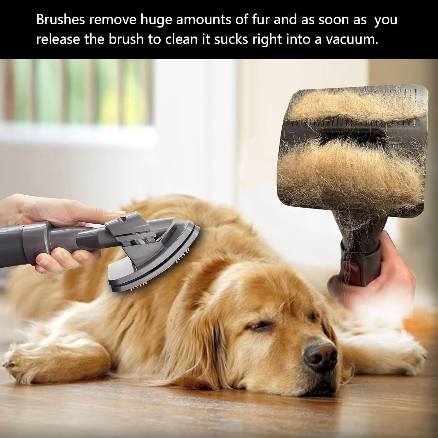 Groom Tool Attachments Brush with Trigger Lock & 24In Extension Vacuum Hose,Pet Dog Grooming Brush Compatible with Dyson V7 V8 V10 V11 V12 V15 Vacuum-4Pcs image number 2