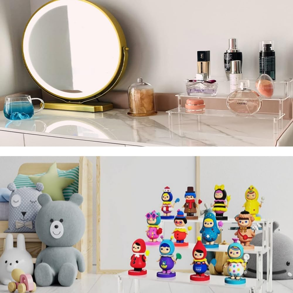 4 Tier Acrylic Riser Shelf, Clear Display Stand, 20*8 Cm, for Figures, Desserts Holder, Collections Organizer and Cosmetic Items image number 6