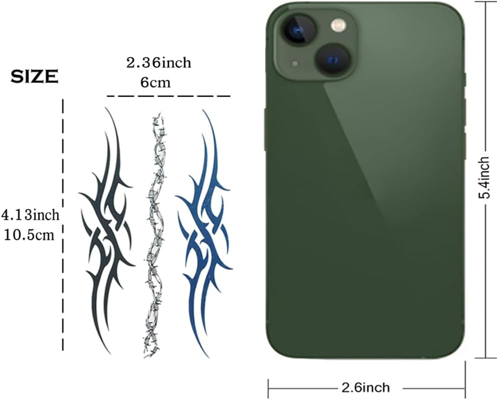 Yesallwas 6 Sheets Mix Tribal Tattoos Small Temporary Tattoo Blue Black Tribal Pattern Tattoo Sticker for Men Women 6X10.5Cm/2.36X4.13Inches (Lxw)