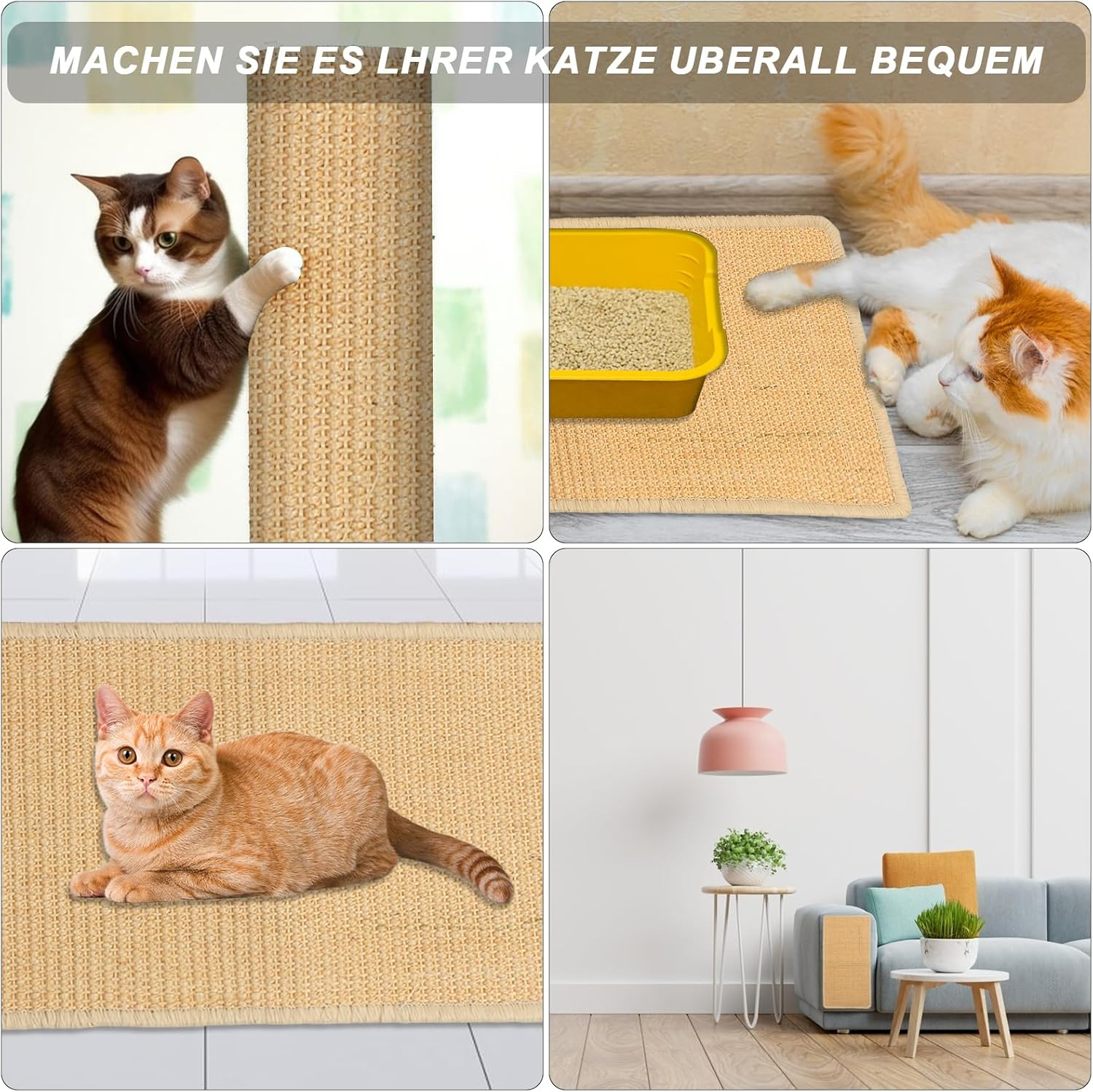 Cat Scratching Mat, Pack of 2 Sisal Carpet Cats, 50 X 25 Cm, Sisal Cat Scratching Mat, Cat Scratching Board, Scratching Mat, Wall, Sisal Mat, Sisal Doormat Carpet for Sofa, Furniture, Door, Cat image number 5