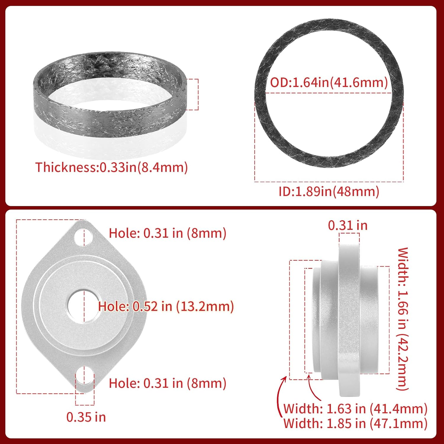 Harley Exhaust Gasket Seal Tool and Tapered Gasket - Red - Fits 1984-2023 Models (Silver) image number 2