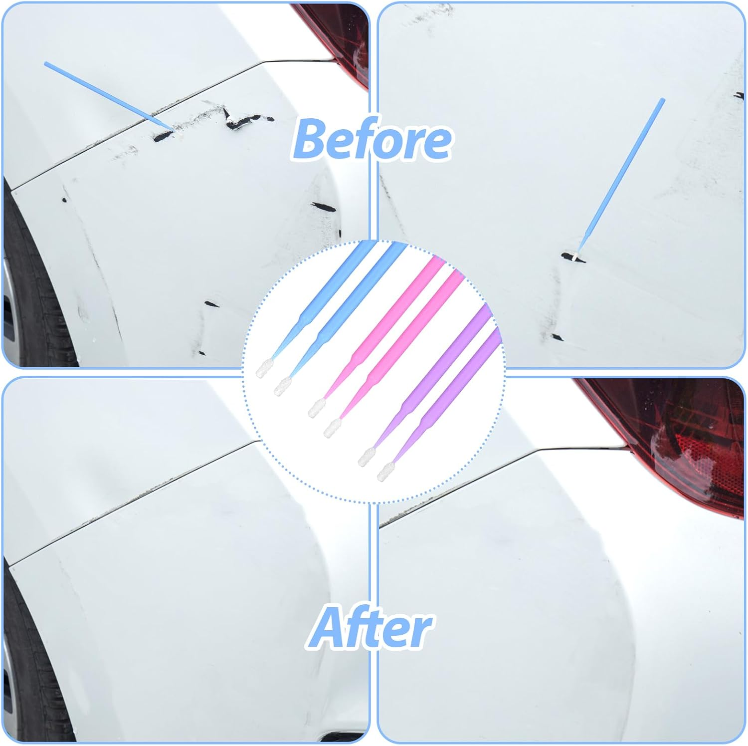 240Pcs Touch up Paint Brushes Repair Ultra-Fine Paint Brushes for Automotive Paint Chip Repair,Disposable Micro Paint Applicators for Detailing Clearance Cleaning (Length: 4IN Tips:1.5/2/2.5Mm)