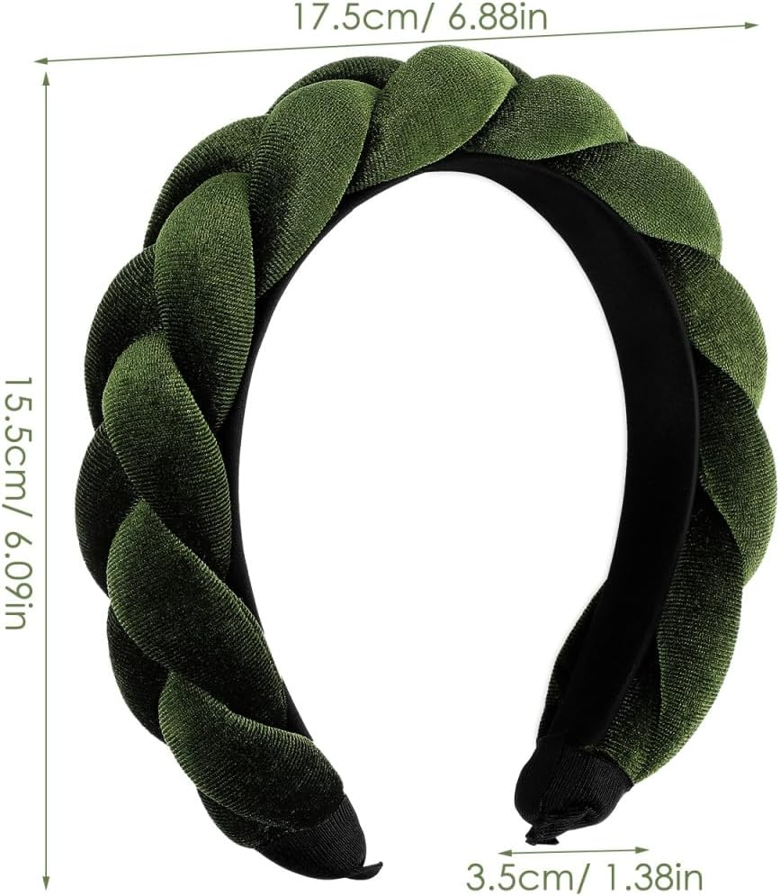 Partykindom Braided Women'S Headband Wide Vintage Hair Band for Forehead Fashionable Headband with Braid Shape for Face Washing for Special Occasions image number 1