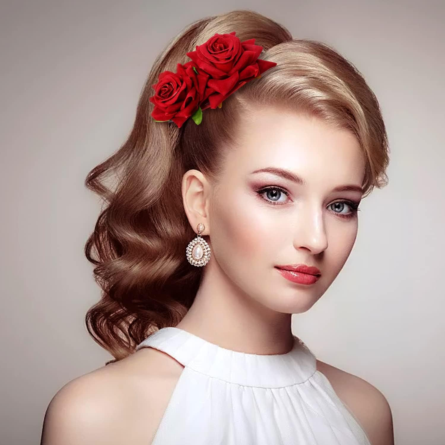 Honbay 2PCS Rose Flower Hair Side Combs 7 Teeth Floral Twist Combs Decorative Flower Hairpin Hair Accessories for Women