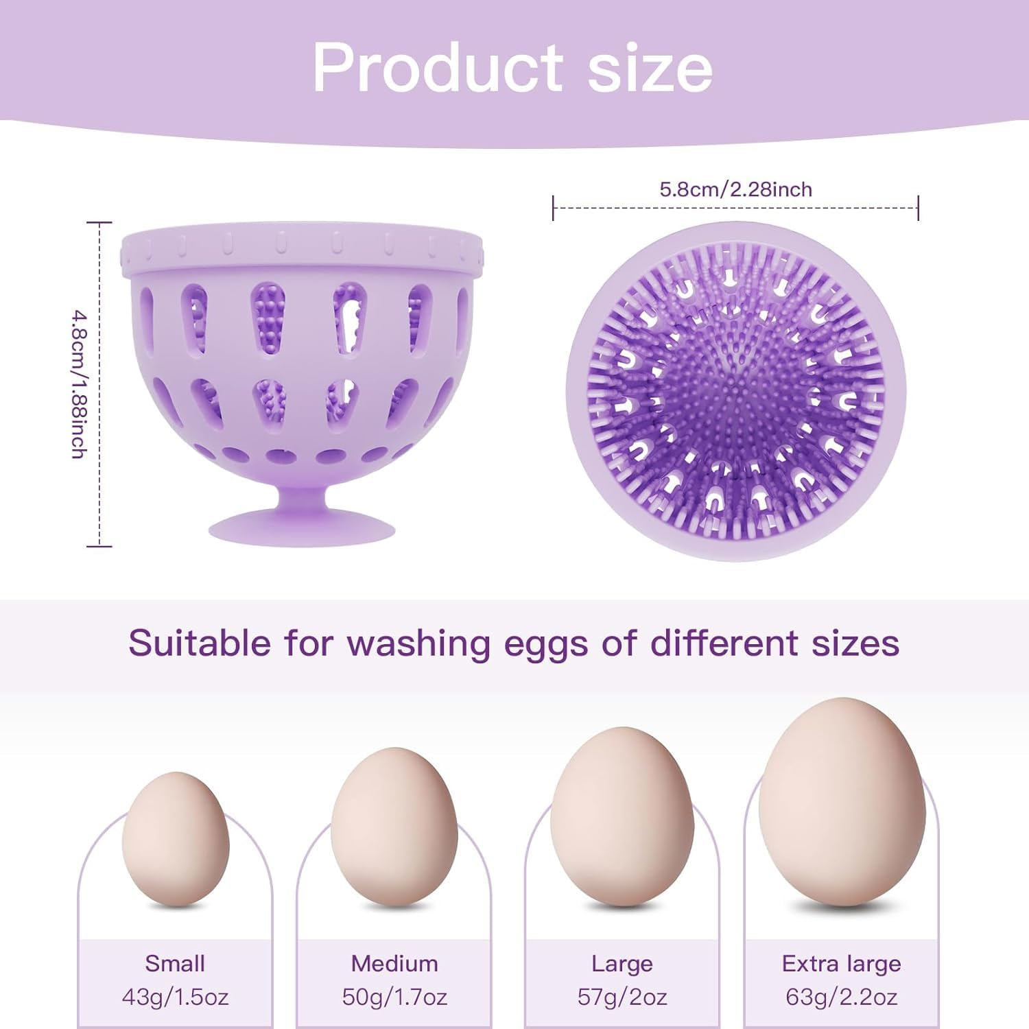 Silicone Egg Brush Cleaner with Suction Cup, Premium Fresh Egg Washer and Brush for Easy Cleaning of Farm-Fresh Eggs image number 4
