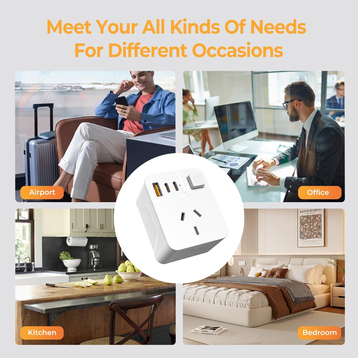 Power Board with USB C, THUNIX Power Strip with Switch Plug Extension(2 USB C, 1 A) with No Extension Cord, Travel Power Plug, Cruise Ship Approved for Travel,Home,Office,Bedroom(Type I) image number 4