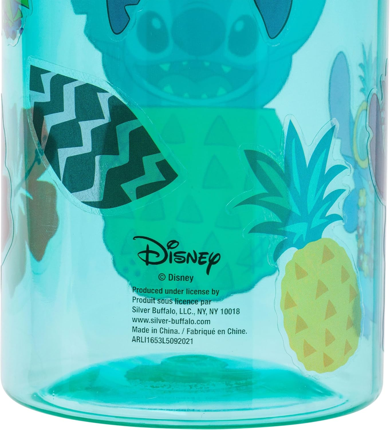 Silver Buffalo Lilo and Stitch Pineapple Twist Spout Plastic Bottle with Sticker Set 32 Ounces - Golden Girls Group image number 2