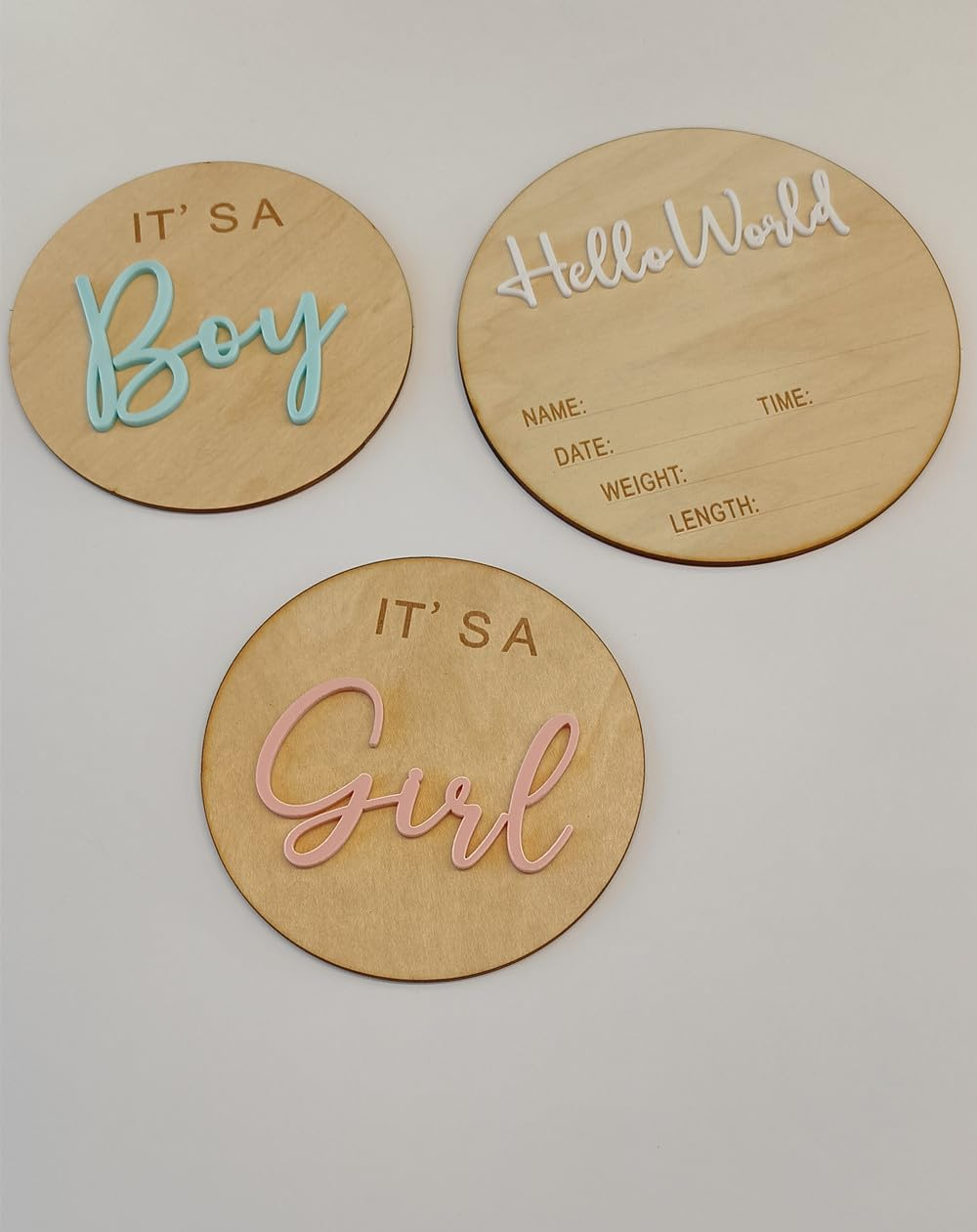 3Ps Its a Boy Its a Girl Wooden Sign & Hello World Sign,3D Acrylic Baby Announcement Signs,Gender Reveal Wood Sign for Photo Props,New Mom Gifts,Baby Showers,Hospital & Nursery Decor image number 3