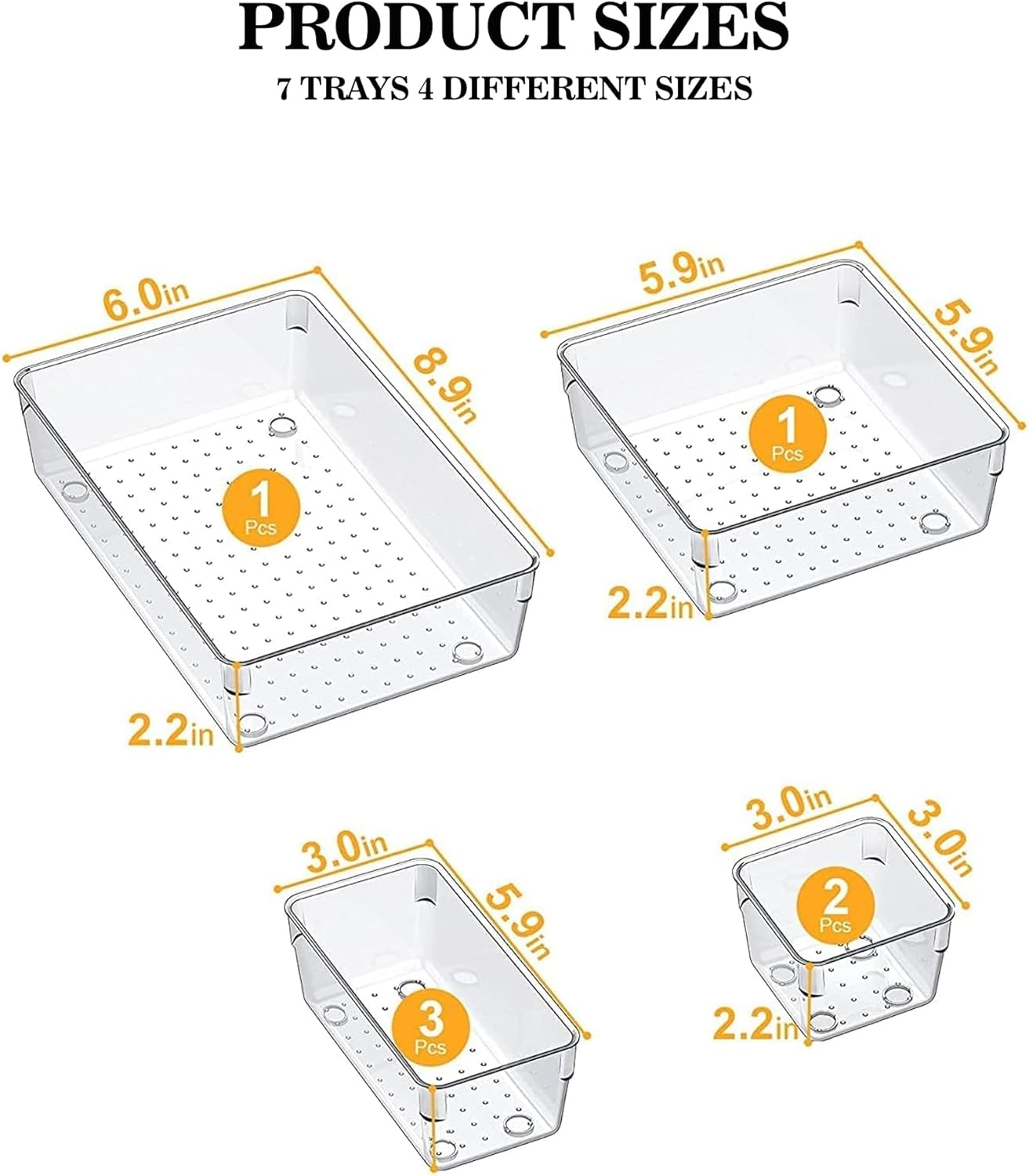 Sulfar 7Pcs Drawer Storage Organizer Set Makeup Organizer Box Multipurpose Storage Box Cosmetic Organizer Dressing Table Organiser Kitchen image number 2