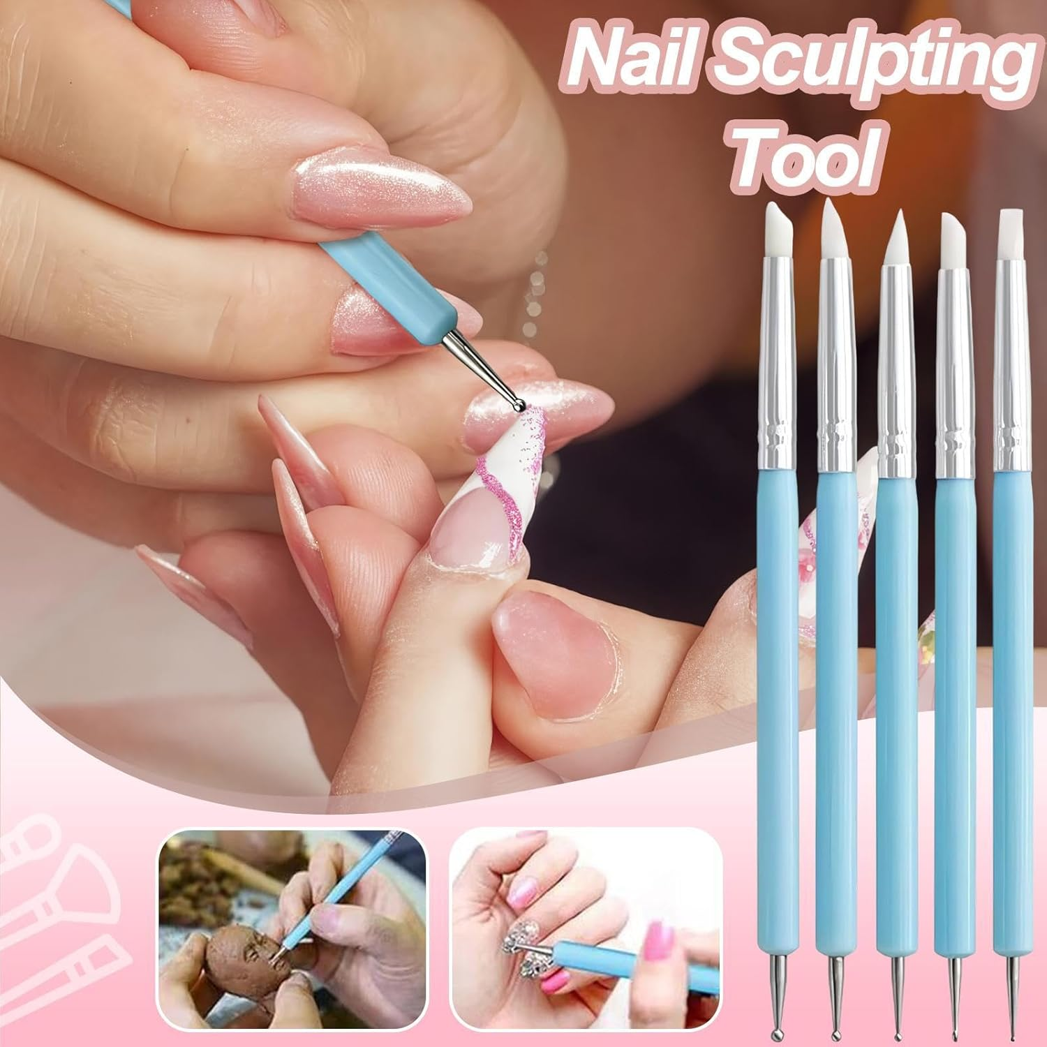 Clay Sculpting Tools, Double Tipped Nail Pen Silicone Clay Sculpting Tools - Ceramic & Pottery Pens, Beauty & Personal Care for Birthdays, Holidays, Housewarming image number 6