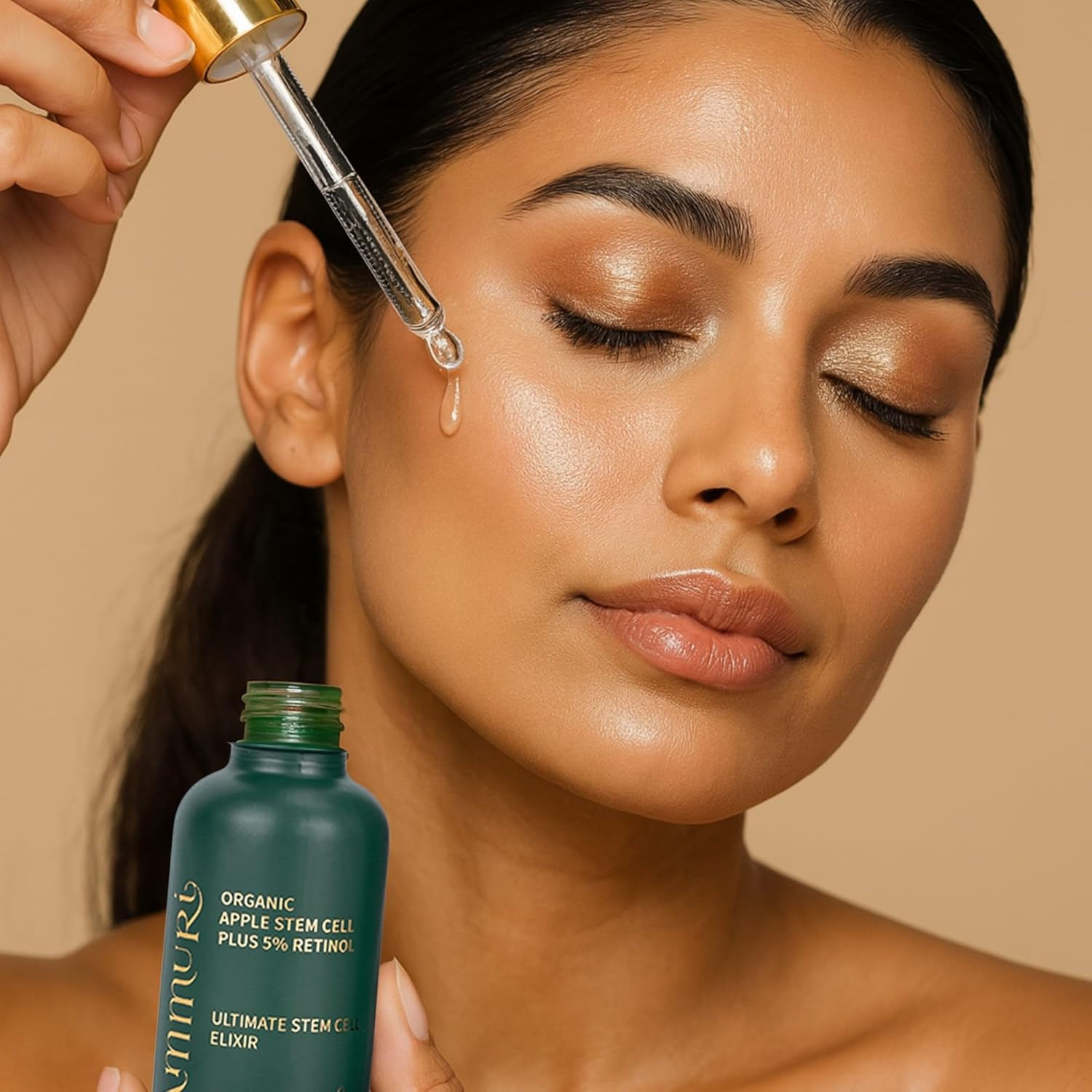 Ammuri 24-Hour Retinol Serum 5% + Apple Stem Cell Rejuvenating Face Serum with Vitamin C for Anti-Aging, Hyperpigmentation, Mature Skin Wrinkles, Dark Spots & Glowing Skin &ndash; 30Ml image number 4