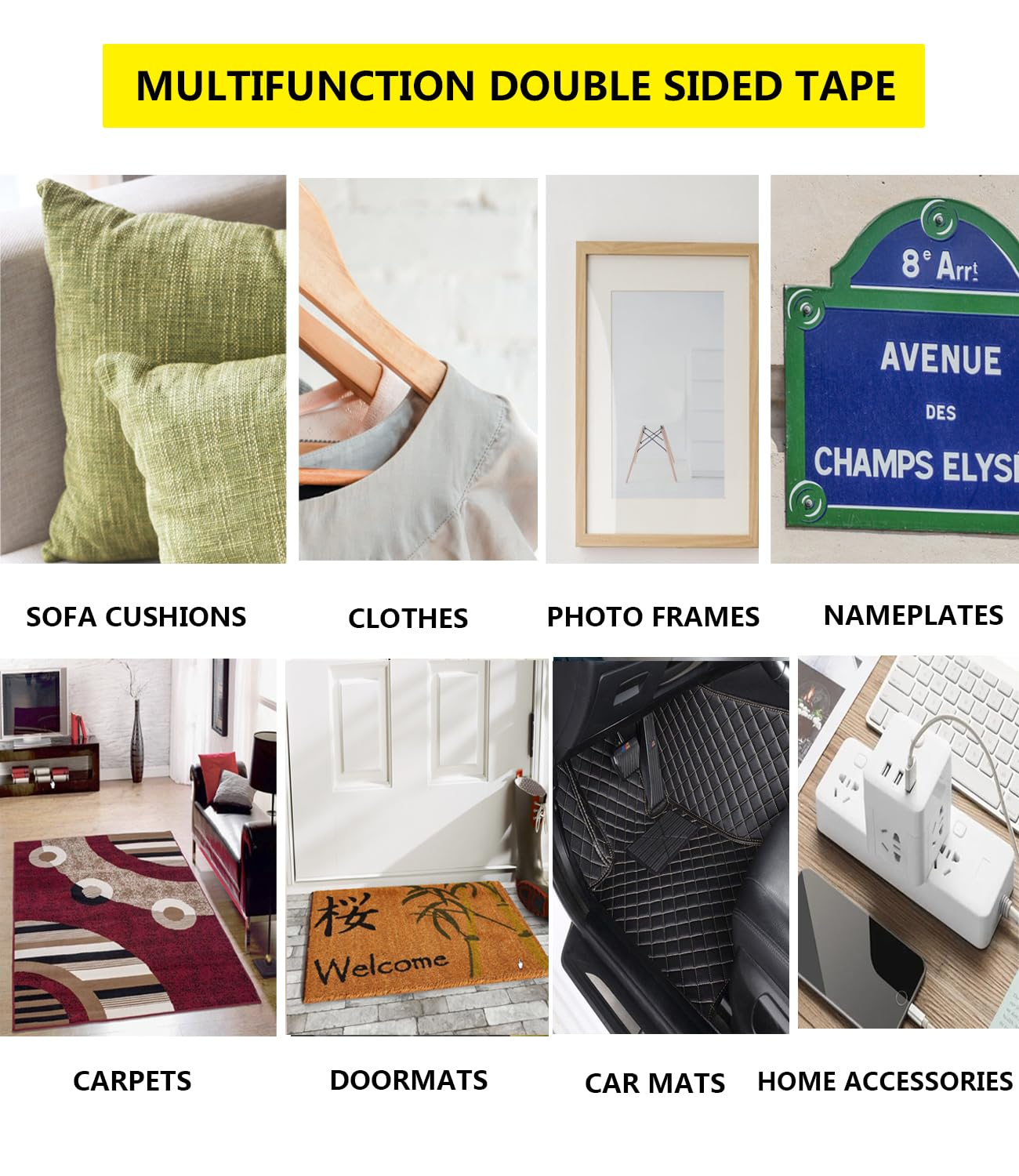 KAIHENG Double Sided Fabric Tape, Heavy Duty Strong Double Sided Carpet Tape, High Adhesion Clear Tape for Clothes, Dress, Arts, DIY Crafts, 1.9IN*9Y