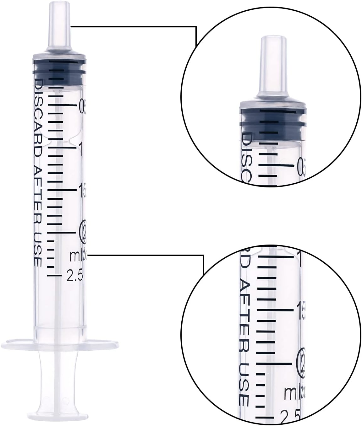 LUTER 12 Pieces 2Ml Plastic Syringes, No Needle Plastic Syringe with Measurement for Scientific Experiment Dosing Fluids Measuring Pets Feeding