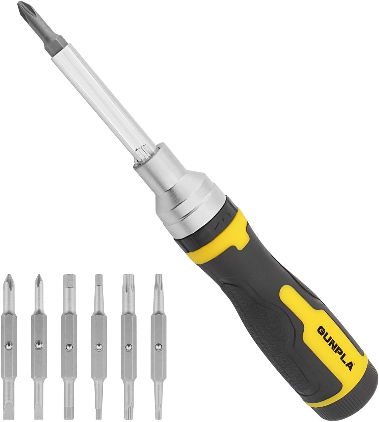 Gunpla 16Pcs Ratchet Screwdriver Set, Double End Ratcheting Torx Phillips Hex Bits Screwdrivers Heavy Duty Chrome Vanadium Steel Cr-V TPR Plastic Ergonomic Handle &ndash; Multi Bit Tool Kit image number 2