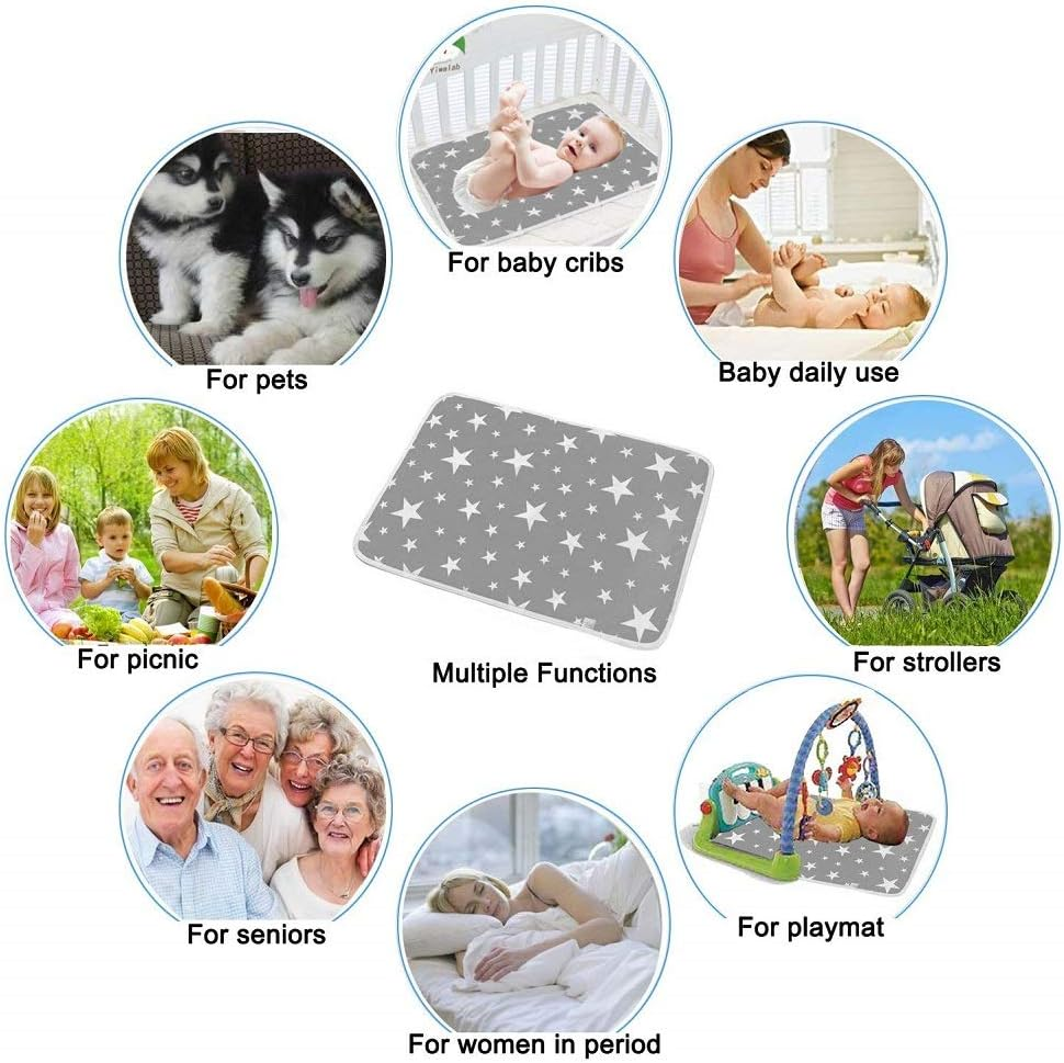 Iziv Changing Pad, Portable Waterproof Changing Diaper Mat (30"X23"), Multi-Purpose Reusable Change Pad Travel Sheet for Baby Stroller, Crib, Mattress Pad Cover for Boys Girls - Color-14 image number 2