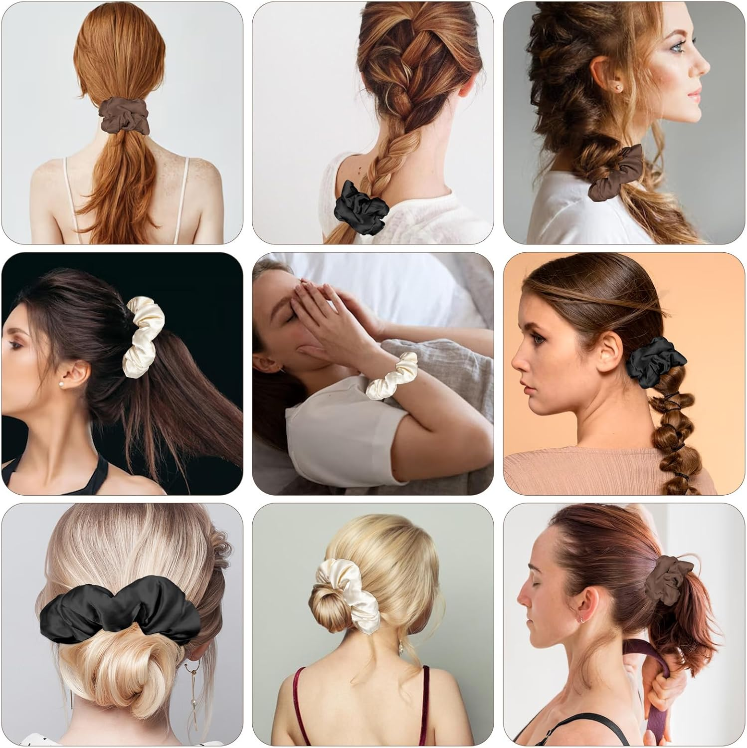 3Pcs Big Scrunchies for Women Girls, 5.12'' Satin Scrunchies No Damage Silk Pillow Scrunchie Ponytail Holders for Thick Curls Hair Sleep