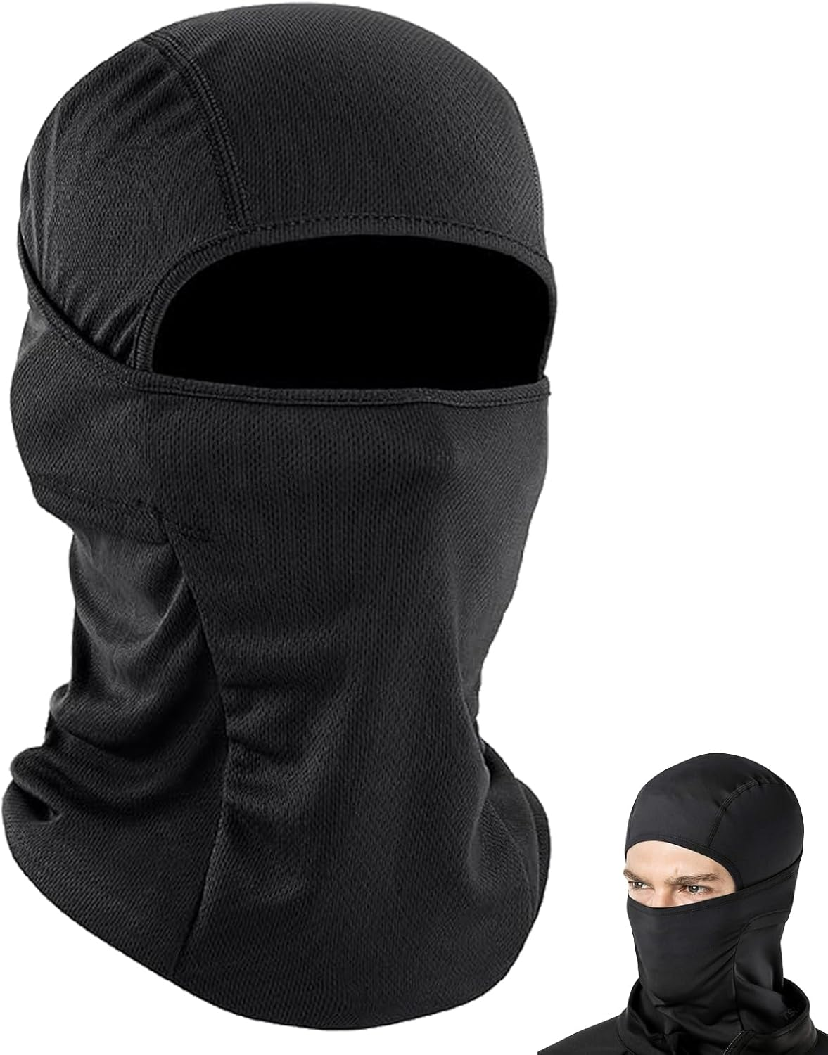 Luojinluoda Balaclava Shiesty Ski Mask, Windproof Motorcycle UV Protector Neck Gaiter for Men/Women, Breathable Cooling Tactical Face Mask for Summer, Neck Warmer Men/Women Outdoor for Winter (Black) image number 4