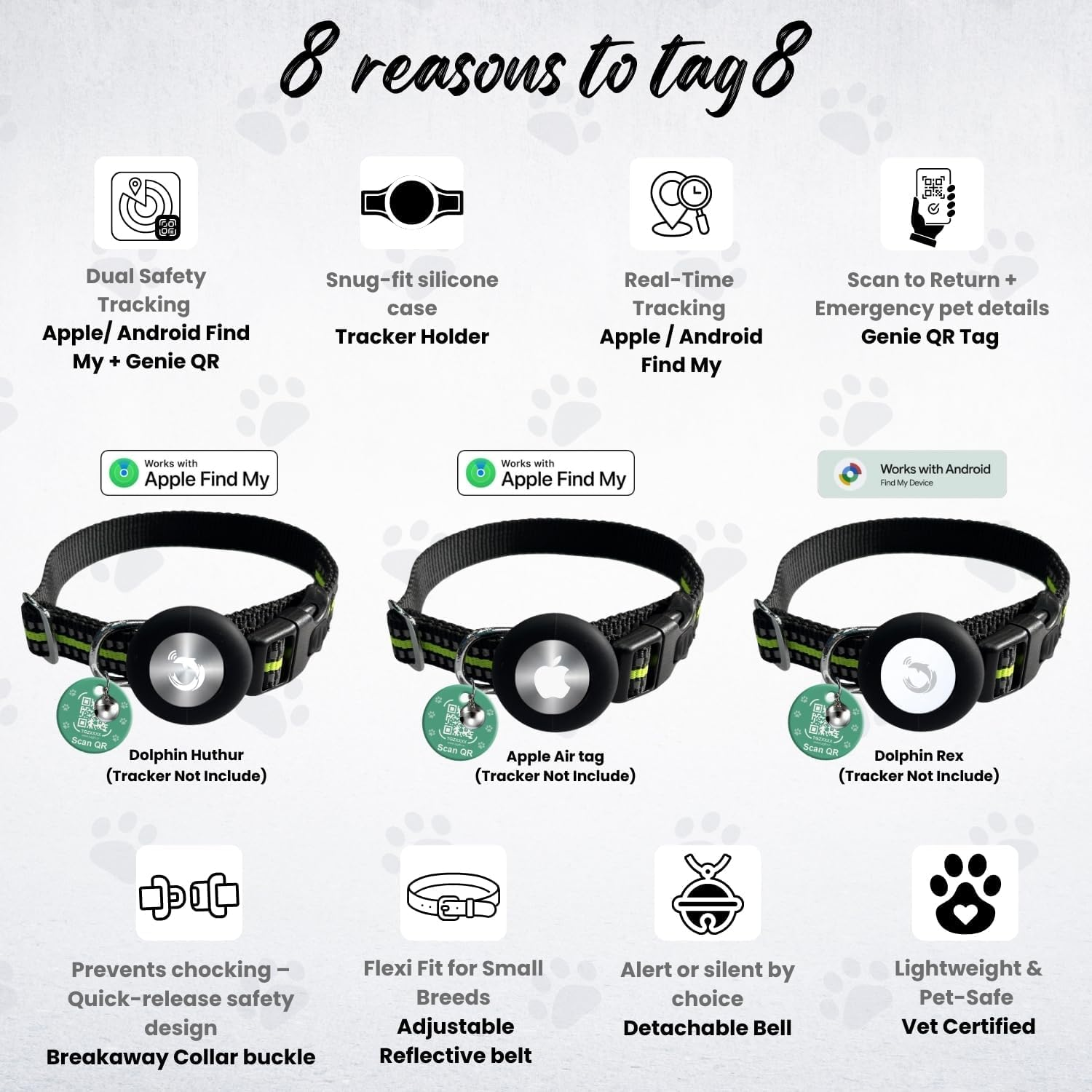 Tag8 Airtag Cat Collar Breakaway, Reflective Kitten Collar Compatible with Apple Air Tag Holder for Girl Boy Cats, 0.4 Inches in Width and Lightweight(Green) image number 4