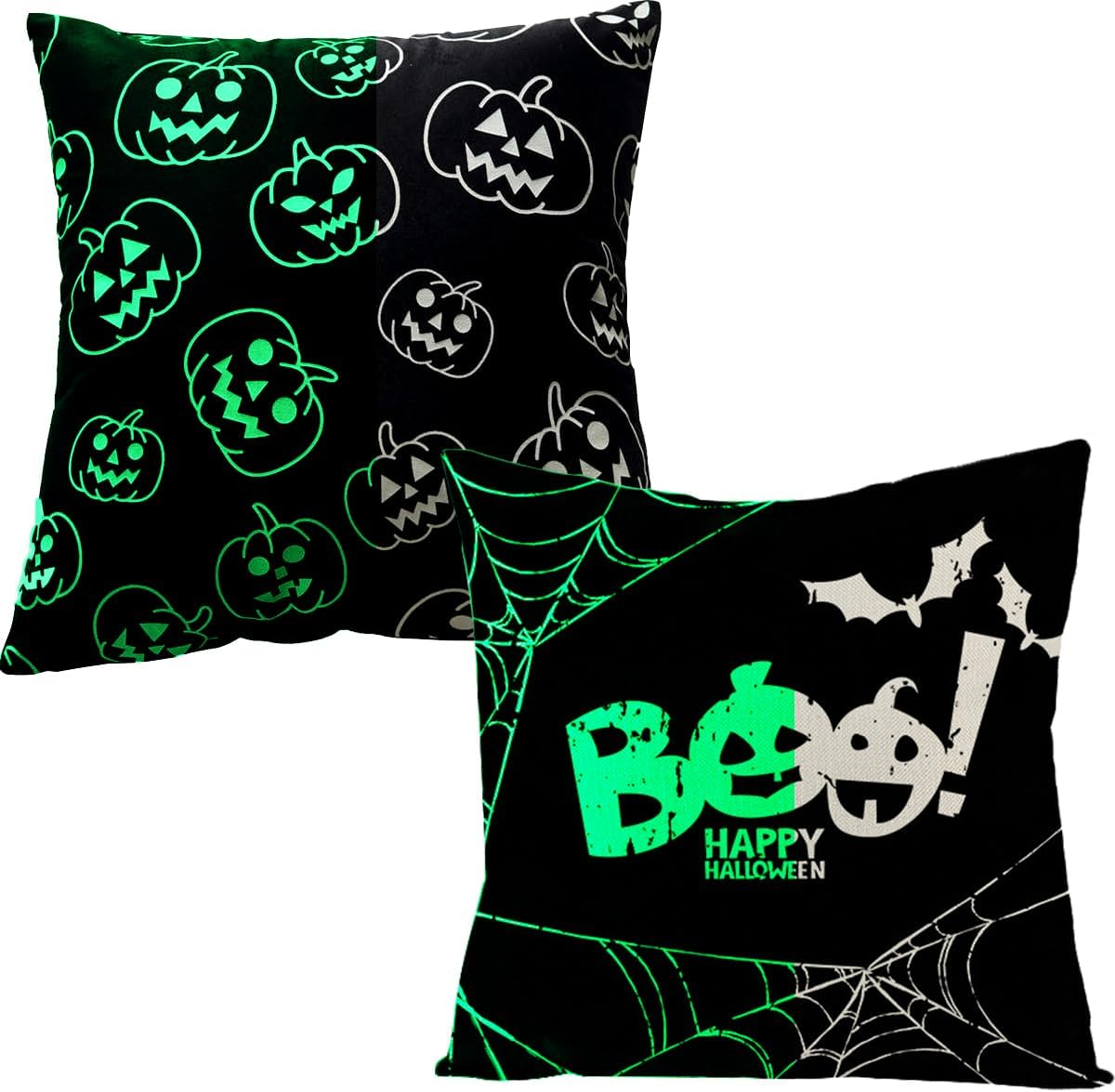 ZANZER Halloween Pillow Covers Glow in the Case Glow in the Dark Skeleton Spooky Throw Pillow Covers Luminous Farmhouse Home Decorations Sofa Bedroom Cushion Case image number 3