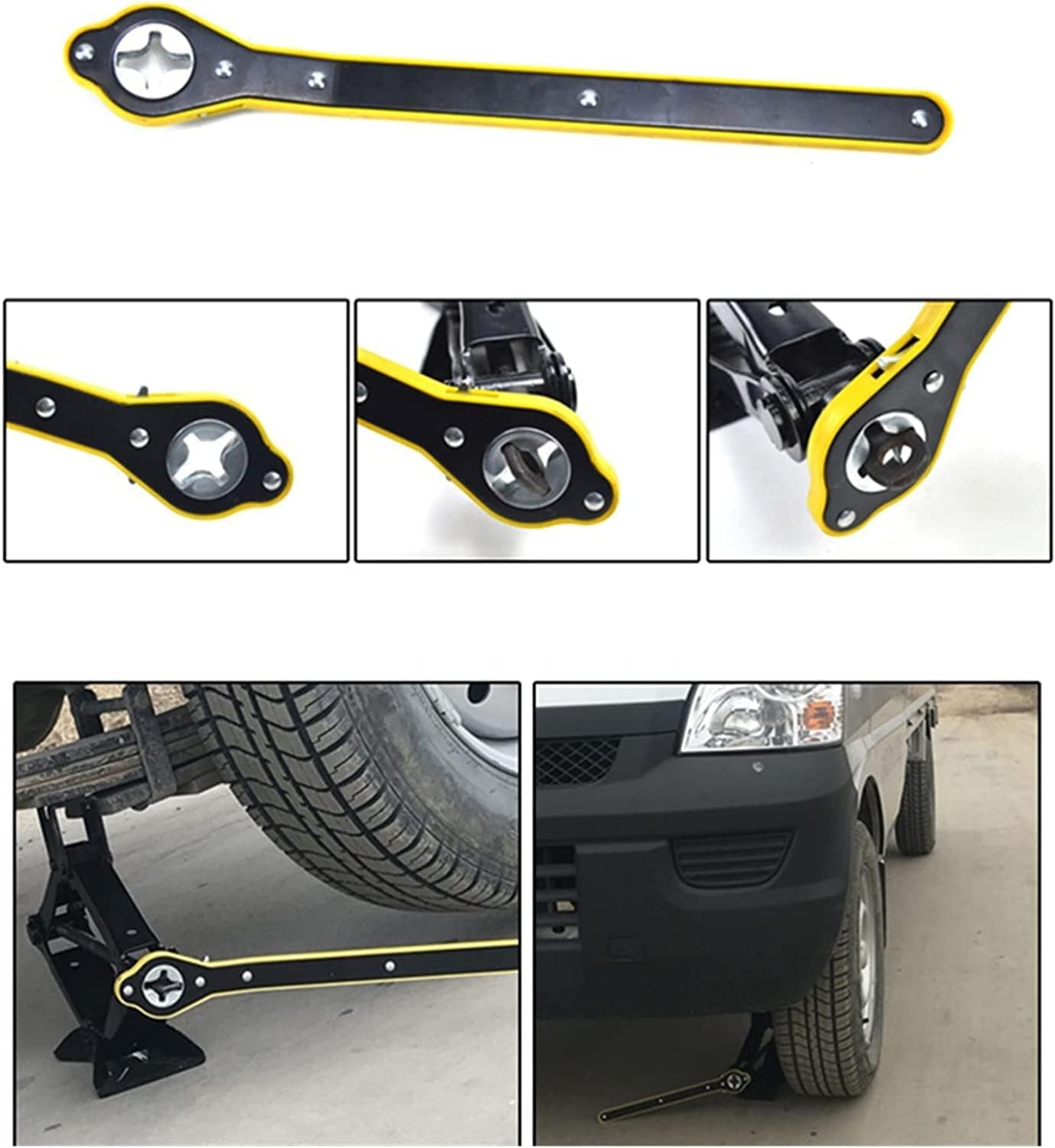 Universal Automotive 360&deg; Swivel Labor-Saving Jack Ratchet Wrench, Scissor Jack Lift Speed Handle Tool Jack Lug Handle Tool Tire Wheel Jack Wrench for Travel/Truck/Suv (2 PCS) - 1-B-Pcs image number 3