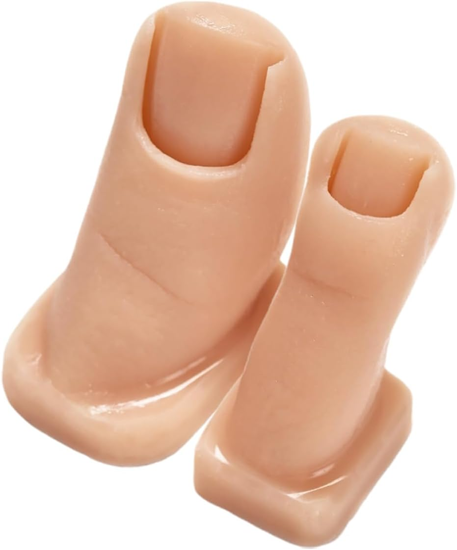 Mikinona 2Pcs Nail Tips Toe Nail Art Practice Realistic Silicone Toe Mannequin Hands for Acrylic Art Training image number 4