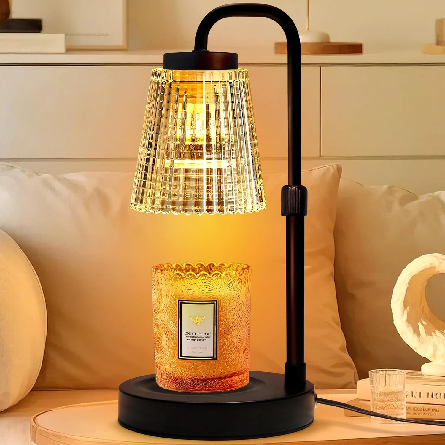 Kinsdan Candle Warmer Lamp, Adjustable Height Dimmable Candle Warmer with Timer, Wax Melt Warmer for Jar Candles with 2 Bulbs, Candle Lamp for Home Decor Gift image number 1