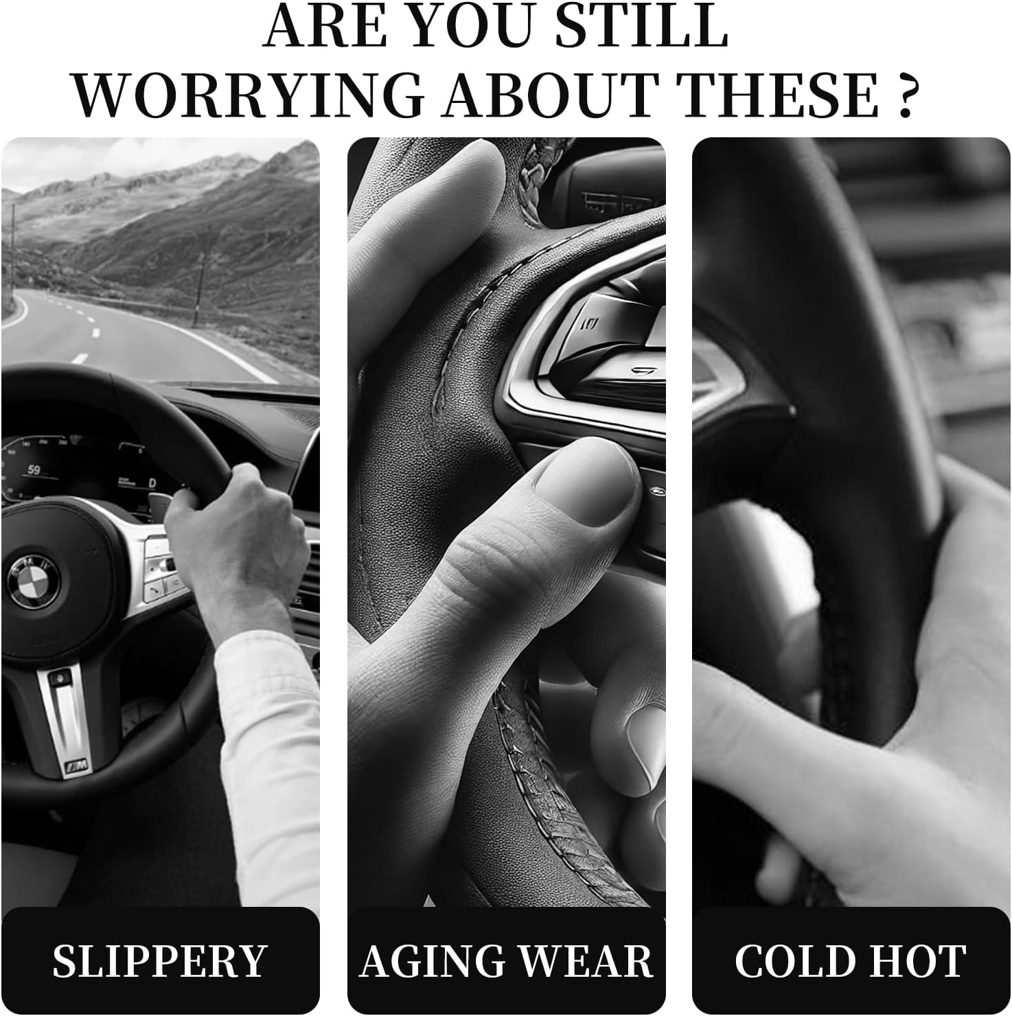 Universal Microfiber Leather Car Steering Wheel Cover - Breathable, Anti-Slip, Odorless Design for 14.5-15 Inch Steering Wheels - Premium Quality Accessory for Men and Women