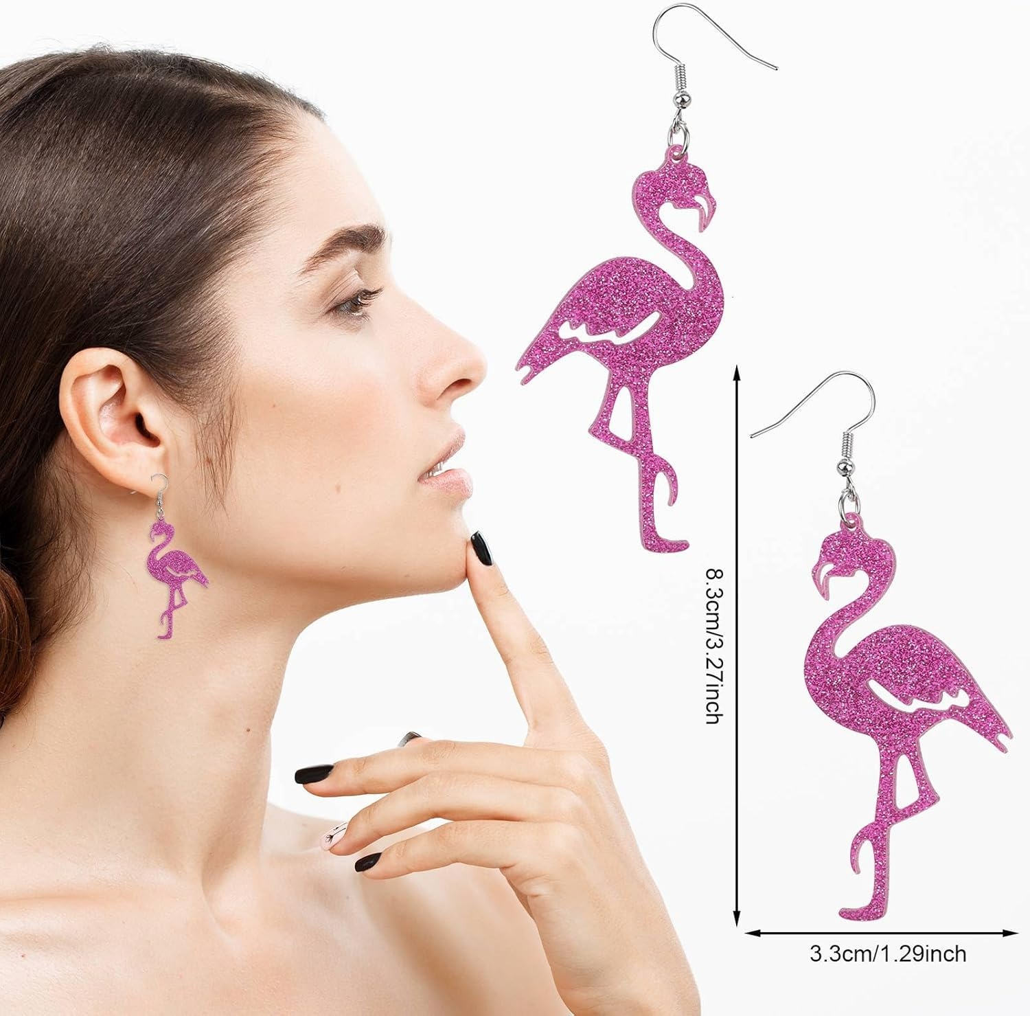 Flamingo Earrings for Women, Alloy Pink Flamingo Dangle Earrings Fashionable Bird Jewelry Gifts for Daily Wearing Summer Beach Tropical Party image number 3