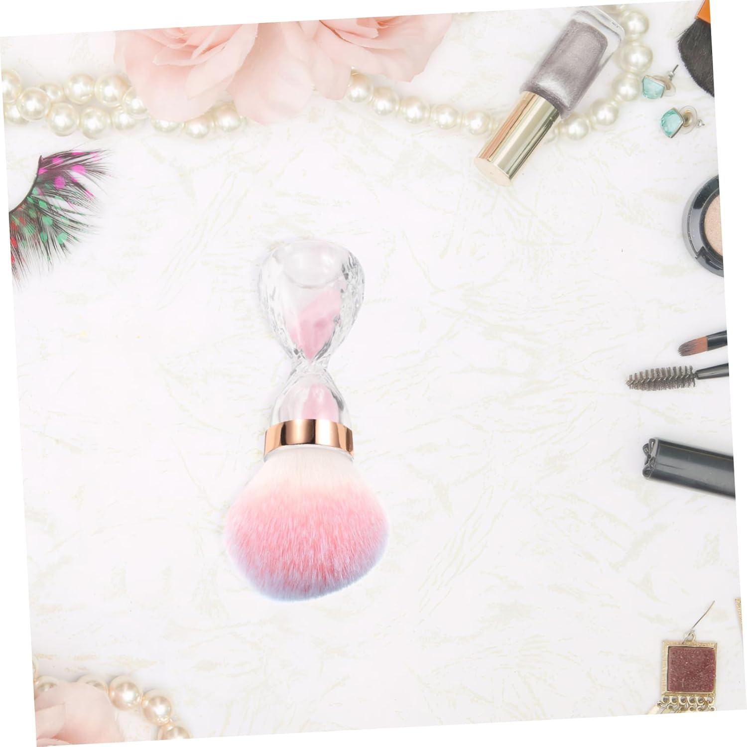 OHPHCALL Concealer Facial Brush Nail Clean up Brush for Soft Nail Art Powder Remover Brush Handle Grip for Acrylic Nails - Sky-Blue image number 7