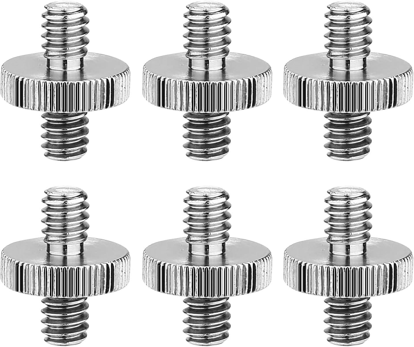 Lyfengdeam 6 Pcs 1/4 Male Threaded Tripod Adapter Double Head Stud Standard Mounting Thread Converter for Camera Tripod Mic Stand Mic Mount Light Stand DSLR Camera Shoulder Mount (Black)