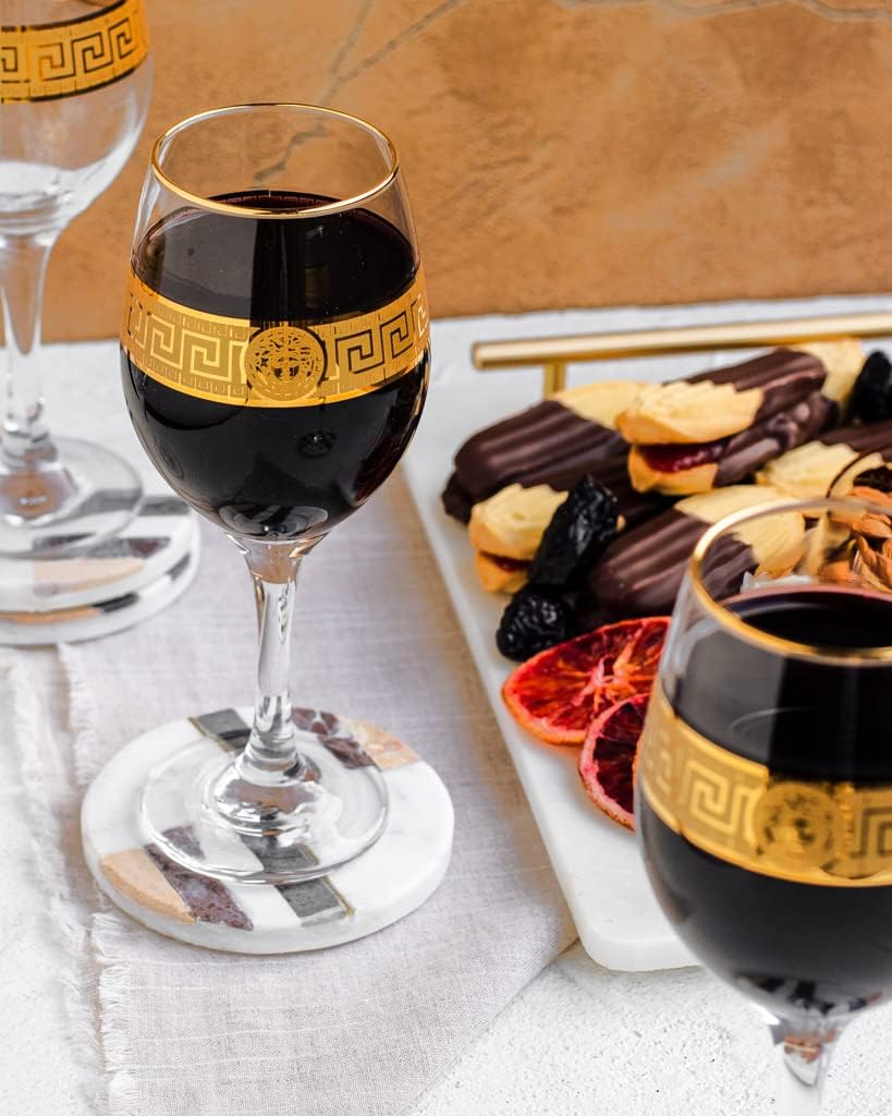 The House of Florence Medusa Style Cressida Gold Wine Goblet 4 Pieces Set, 315 Ml Capacity image number 4