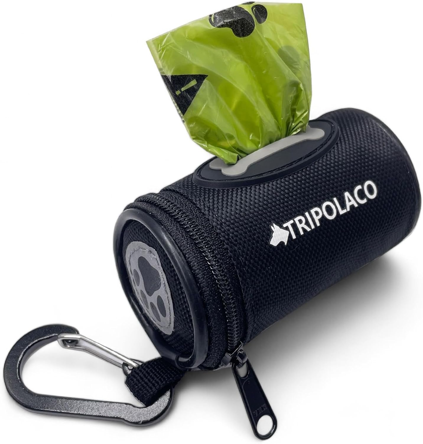 TRIPOLACO Dog Poop Bag Holder for Leash, Easy Release Doggie Poop Bag Dispenser, Fits Most Standard Poo Bags, Soft Fabric Dog Waste Bag Holder with Carabiner Clip, Compatible with All Leashes, Black image number 5